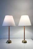 Pair of Leather and Brass Table Lamps
