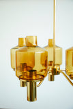 Mid century Brass and Glass chandelier by Hans Agne Jakobsson