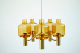 Mid century Brass and Glass chandelier by Hans Agne Jakobsson
