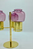 Brass and Purple Glass Candlestick Model L-67 by Hans-Agne Jakobsson