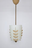 Swedish Modern Leaf decorated and Glass Pendant