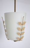 Swedish Modern Leaf decorated and Glass Pendant