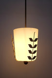 Swedish Modern Leaf decorated and Glass Pendant