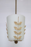 Swedish Modern Leaf decorated and Glass Pendant
