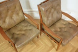 Pair of 1960's Läckö Leather Armchairs by Ingemar Thillmark