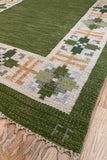 Vintage Swedish Green Kilim rug by Fredrik Fiedler