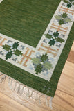Vintage Swedish Green Kilim rug by Fredrik Fiedler