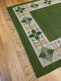 Vintage Swedish Green Kilim rug by Fredrik Fiedler