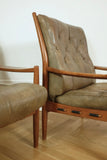 Pair of 1960's Läckö Leather Armchairs by Ingemar Thillmark