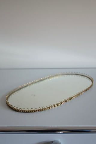Oval Swedish Modern Brass Mirror Tray