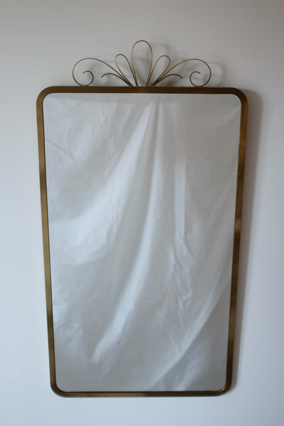 1940s Large Brass Wall Mirror by Ystad Metall, Sweden – Studio Nordic