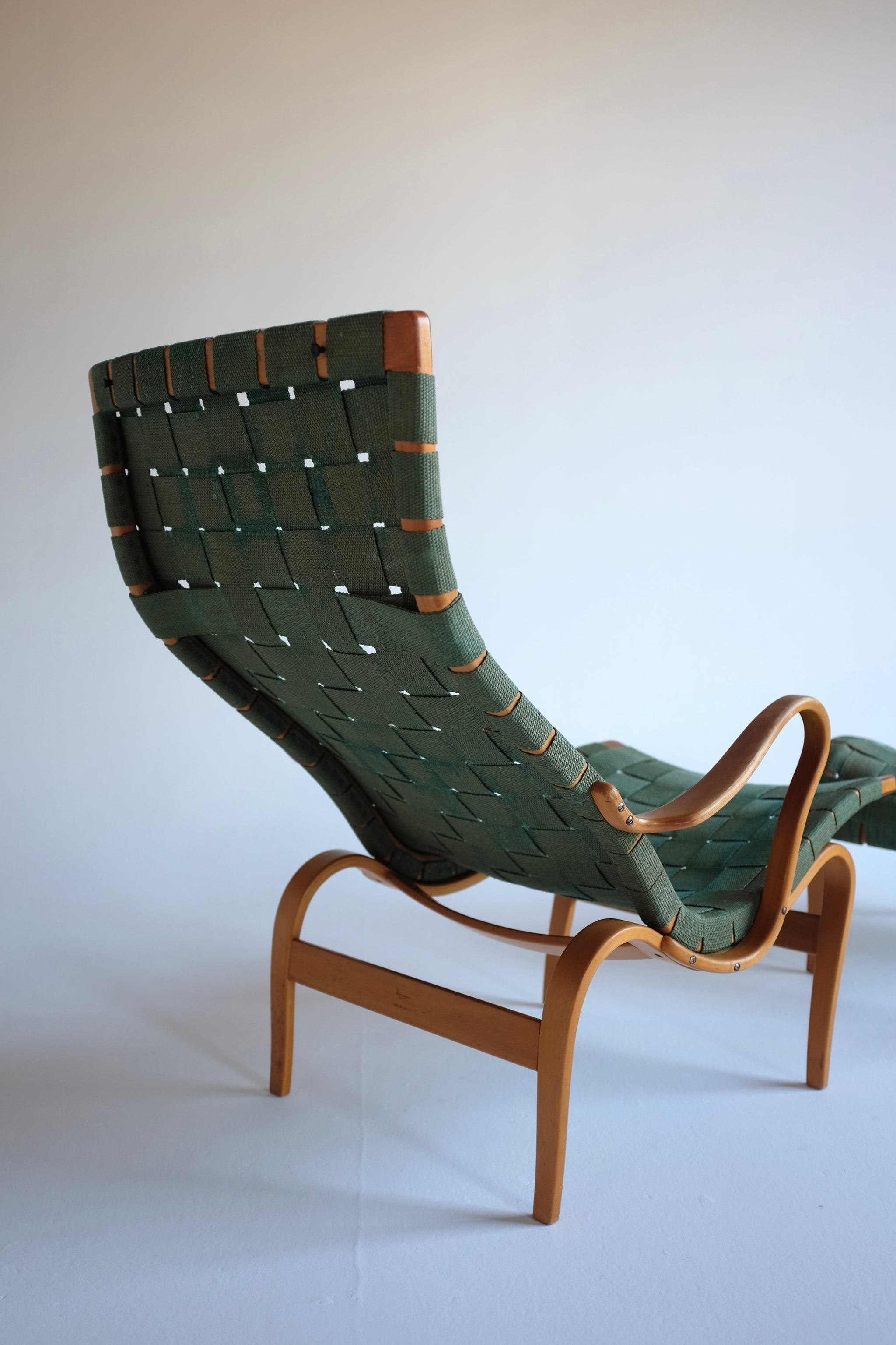 Rare Green 1940s Pernilla Lounge Chair and Ottoman by Bruno Rare Green 1940s Pernilla Lounge Chair and Ottoman by Bruno