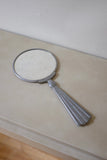 Large Vintage Pewter Hand Mirror