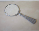 Large Vintage Pewter Hand Mirror