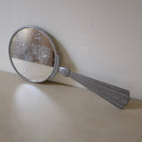 Large Vintage Pewter Hand Mirror