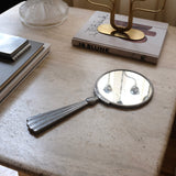 Large Vintage Pewter Hand Mirror