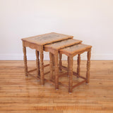 Oak and Ceramic Side table by Henning Kjærnulf