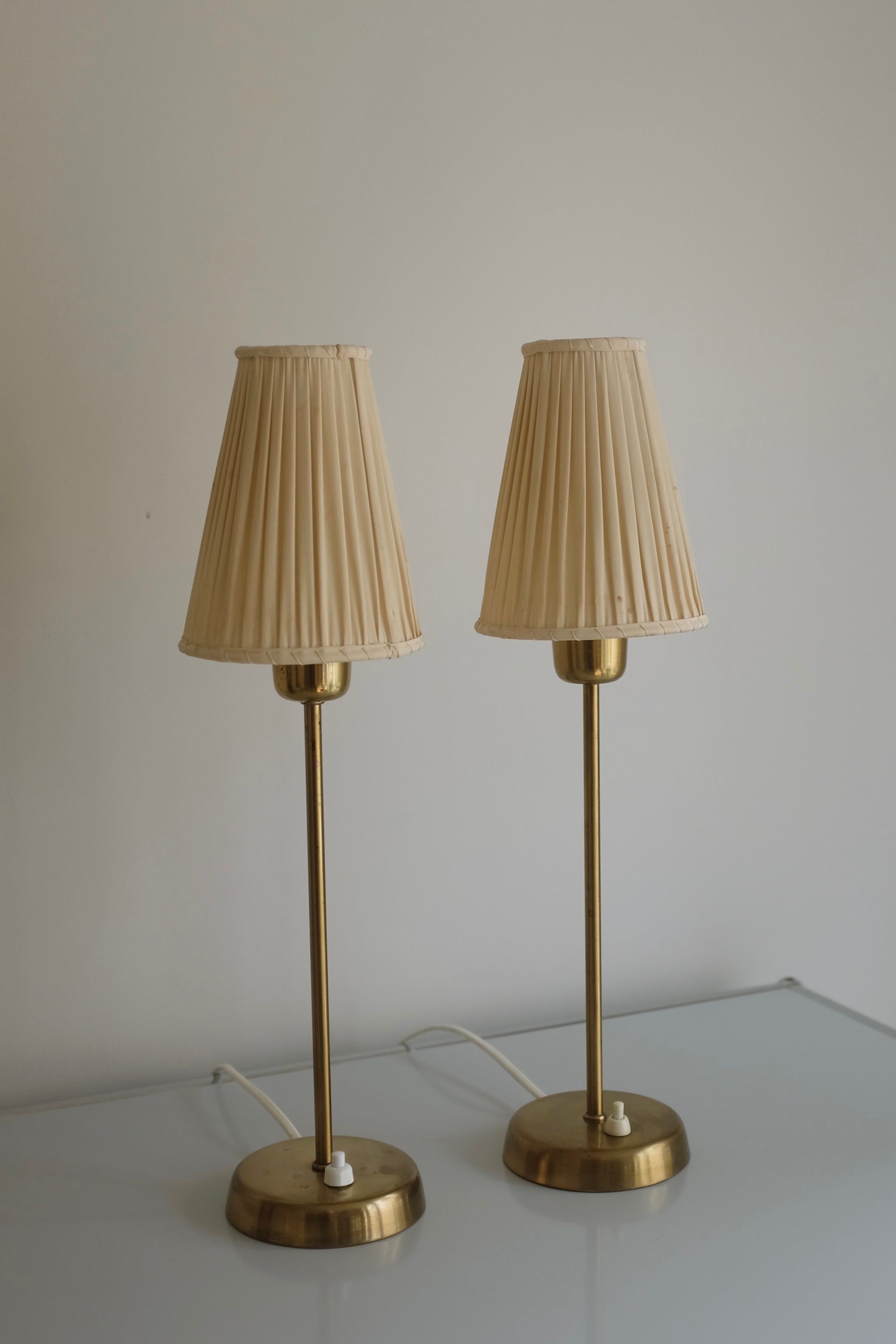 Pair of 1950s Brass side lamps, Sweden – Studio Nordic