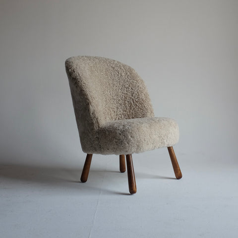 Swedish Modern Sheepskin Side Chair