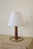 Wood and Brass Swedish Mid-century Table Lamp