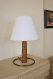 Wood and Brass Swedish Mid-century Table Lamp