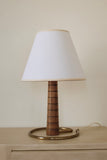 Wood and Brass Swedish Mid-century Table Lamp