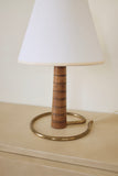 Wood and Brass Swedish Mid-century Table Lamp