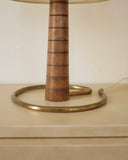 Wood and Brass Swedish Mid-century Table Lamp