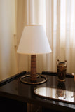 Wood and Brass Swedish Mid-century Table Lamp