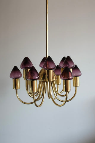 Brass and Glass Chandelier T-808 by Hans-Agne Jakobsson