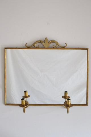 Brass Mirror with two candle scones by Lars Holmström