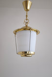 Brass and Opaline Glass Pendant