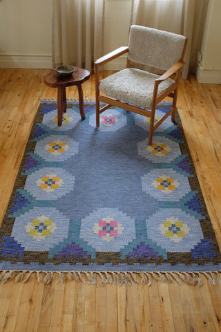 Blue shaded Vintage Swedish rug
