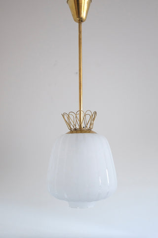 1950s Brass and Glass Pendant