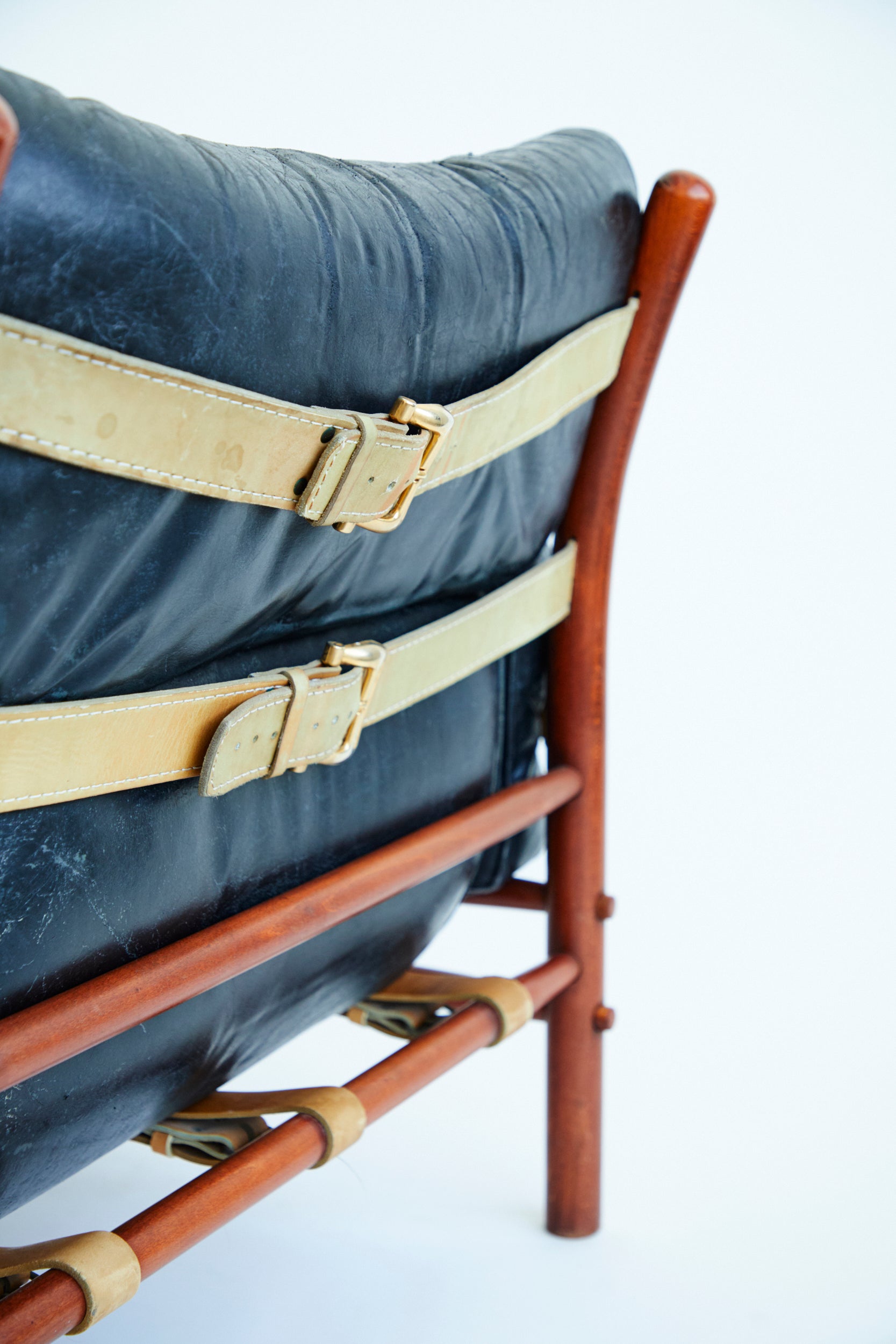 1960's Black leather Kontiki Lounge Chairs by Arne Norell, Sweden