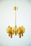 Mid century Brass and Glass chandelier by Hans Agne Jakobsson