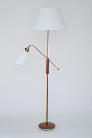 1950's Brass and Wood floorlamp by Bertil Brisborg