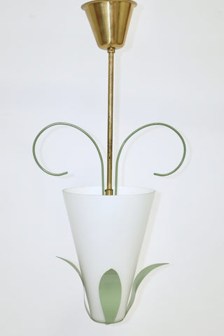 Leaf ornamented Swedish Modern Pendant