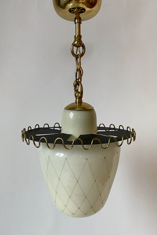 Swedish Modern Glass and Brass Pendant