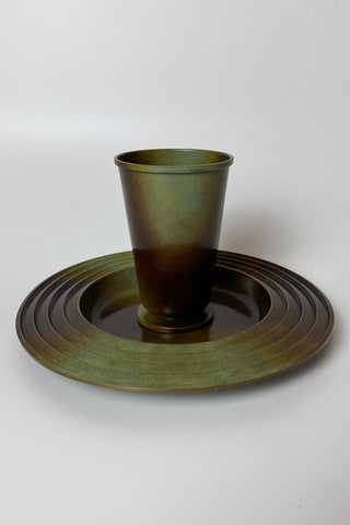 1930s Bronze Plate and Vase by Ystad Brons